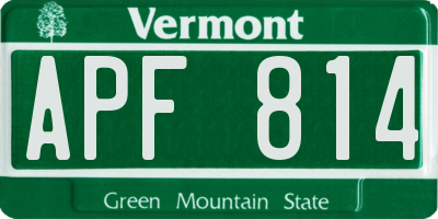 VT license plate APF814