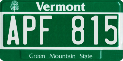 VT license plate APF815