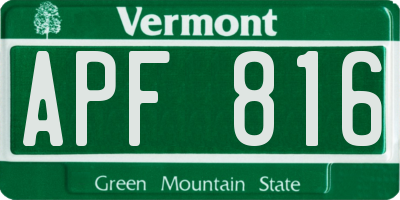 VT license plate APF816