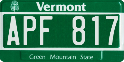 VT license plate APF817