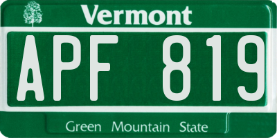 VT license plate APF819