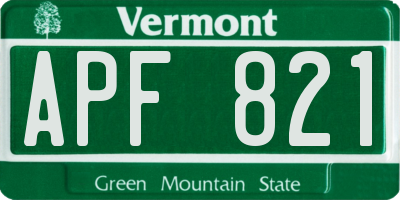 VT license plate APF821
