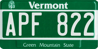 VT license plate APF822