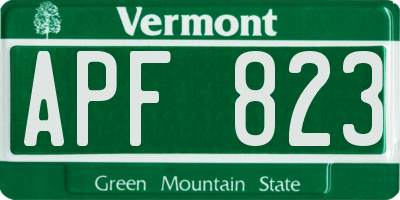 VT license plate APF823