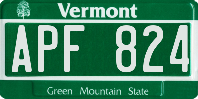 VT license plate APF824
