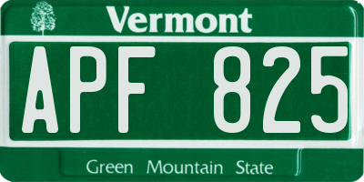 VT license plate APF825