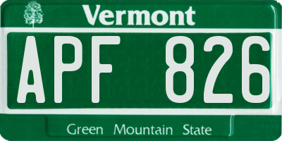 VT license plate APF826