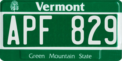 VT license plate APF829