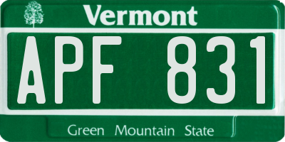 VT license plate APF831