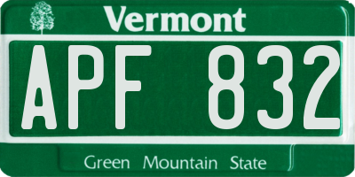 VT license plate APF832