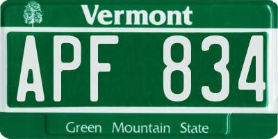 VT license plate APF834
