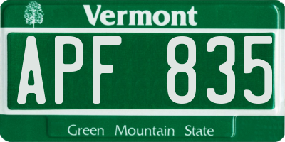 VT license plate APF835