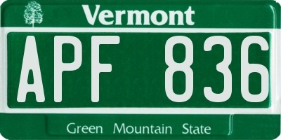 VT license plate APF836