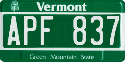 VT license plate APF837