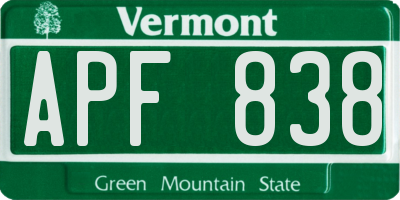 VT license plate APF838