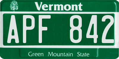 VT license plate APF842
