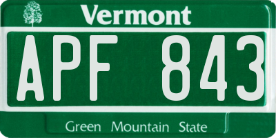VT license plate APF843