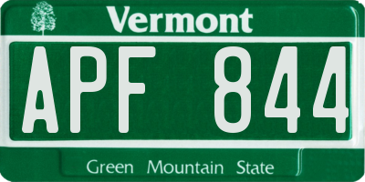 VT license plate APF844