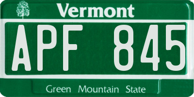 VT license plate APF845