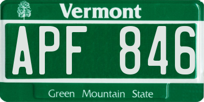 VT license plate APF846