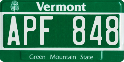VT license plate APF848