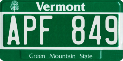 VT license plate APF849