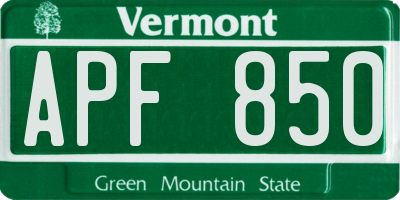VT license plate APF850