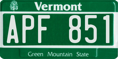VT license plate APF851
