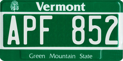 VT license plate APF852