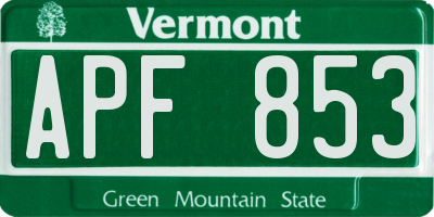 VT license plate APF853