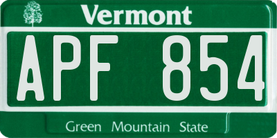 VT license plate APF854