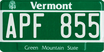 VT license plate APF855