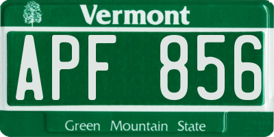 VT license plate APF856