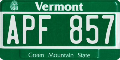 VT license plate APF857