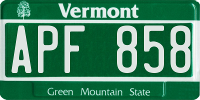 VT license plate APF858