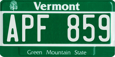 VT license plate APF859