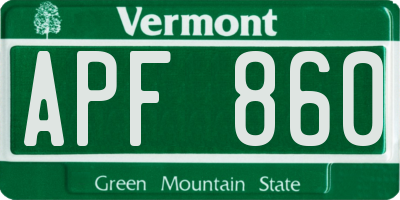VT license plate APF860