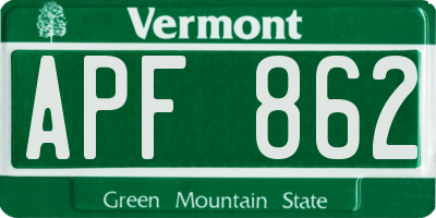 VT license plate APF862