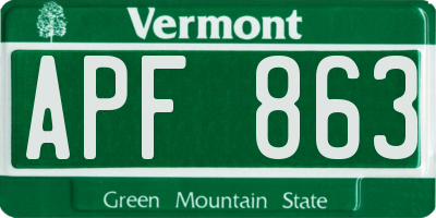VT license plate APF863