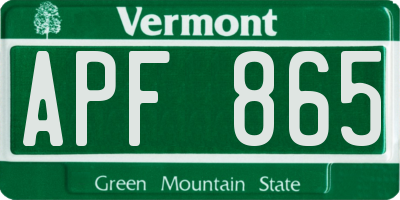 VT license plate APF865