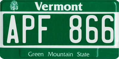 VT license plate APF866