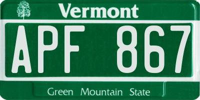 VT license plate APF867