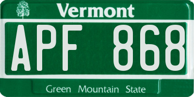 VT license plate APF868