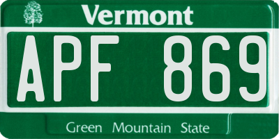 VT license plate APF869
