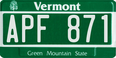 VT license plate APF871
