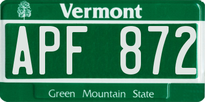 VT license plate APF872