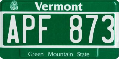 VT license plate APF873