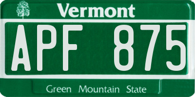 VT license plate APF875
