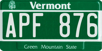 VT license plate APF876