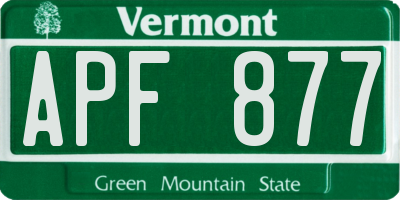 VT license plate APF877